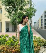 Hari Bhari - Handblock Print Natural Dyed - Mulmul Cotton Saree