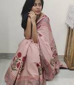 Taabeera - Handblock Print Natural Dyed - Mulmul Cotton Saree