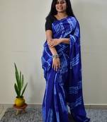 Neer - Tie & Dye Shibori Print Natural Dyed - Mulmul Cotton Saree