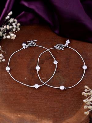Set of 2 silver plated handcrafted anklet for women 1