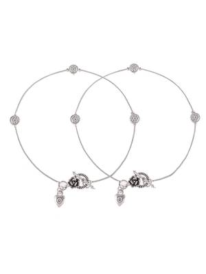 Set of 2 silver plated handcrafted anklet for women 4