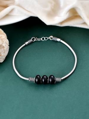 Silver floral beaded chain anklet 1