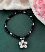 Black faceted beads western anklet