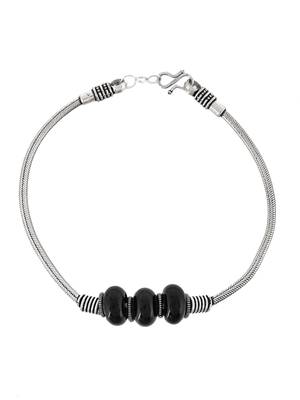 Silver floral beaded chain anklet 4