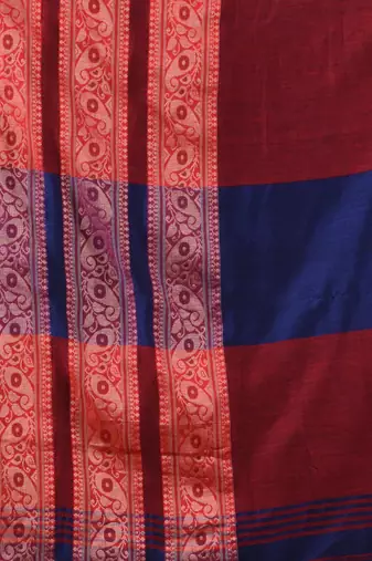 Blue Cotton Handwoven Soft Saree With Paisley Border
