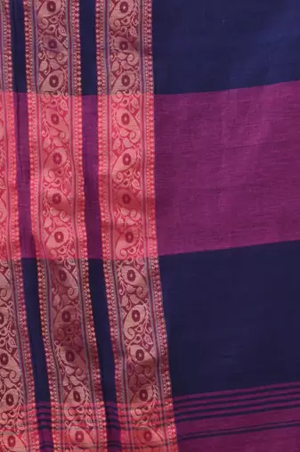 Violet Cotton Handwoven Soft Saree With Paisley Border