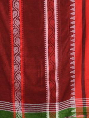 Light Green Cotton Handwoven Soft Saree With Temple Border 5