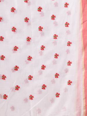 White Cotton Handwoven Soft Saree With Floral Motifs 5