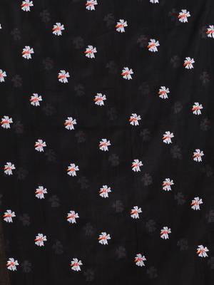 Black Cotton Handwoven Soft Saree With Floral Motifs 5