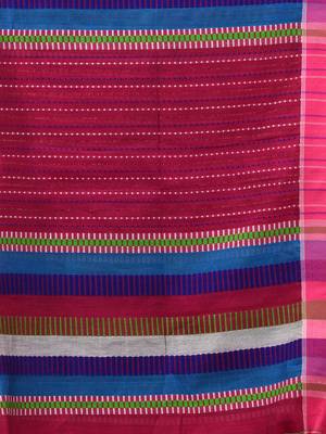 Pink Handwoven Kantha Style Cotton Silk Saree 5