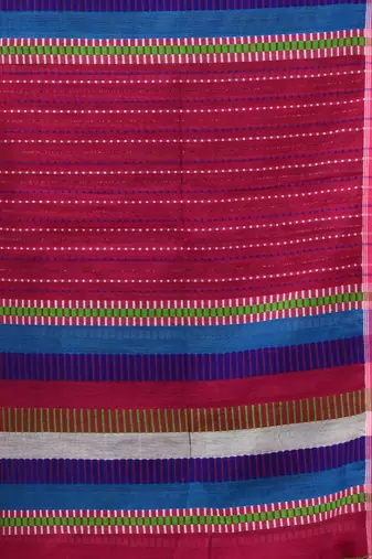 Pink Handwoven Kantha Style Cotton Silk Saree