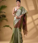 Sap Green Tissue Handwoven Soft Saree
