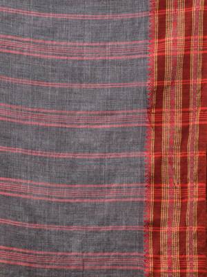 Grey Cotton Handwoven Saree With Texture Border 5