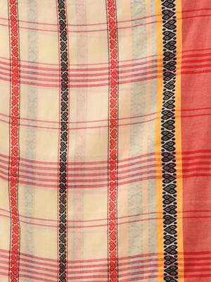 Light Yellow Cotton Handwoven Saree With Texture Border 5