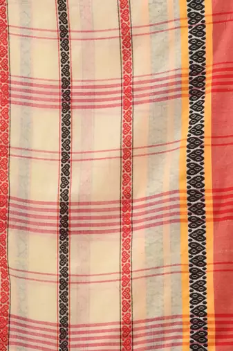 Light Yellow Cotton Handwoven Saree With Texture Border