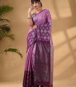 Purple Tissue Handwoven Saree With Texture Border