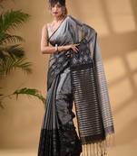 Black Tissue Handwoven Saree With Texture Border