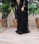 Black Georgette Kaftan Dress with Gold Handwork Embroidery