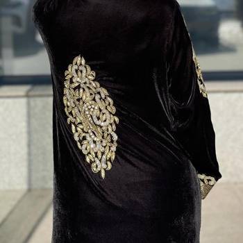 black Zari Stone Work Georgette Islamic Style Beads Embedded Partywear Kaftan Long Gown Evening wear Dubai kaftan 4