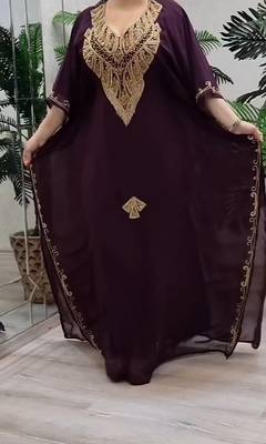 wine Zari Stone Work Georgette Islamic Style Beads Embedded Partywear Kaftan Long Gown Evening wear Dubai kaftan 4