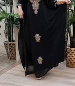 black Zari Stone Work Georgette Islamic Style Beads Embedded Partywear Kaftan Long Gown Evening wear Dubai kaftan