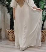 White Georgette Embroidered Zari Work Kaftan