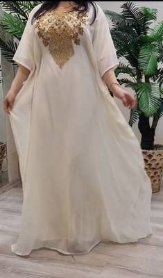 White Georgette Embroidered Zari Work Kaftan 2