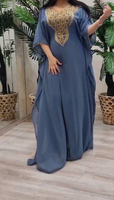 grey Zari Stone Work Georgette Islamic Style Beads Embedded Partywear Kaftan Long Gown Evening wear Dubai kaftan 3
