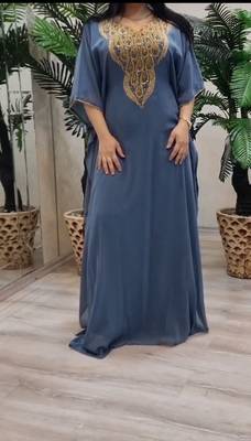 grey Zari Stone Work Georgette Islamic Style Beads Embedded Partywear Kaftan Long Gown Evening wear Dubai kaftan 4