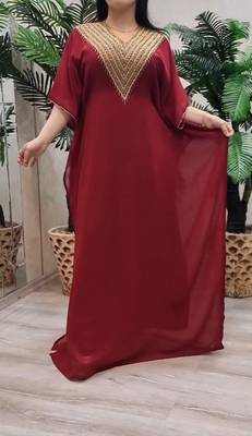  maroon Stone Work Georgette Islamic Style Beads Embedded Partywear Kaftan Long Gown Evening wear Dubai kaftan 4