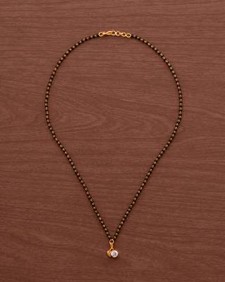 Black beads short mangalsutra with diamond pendant one gram gold 2