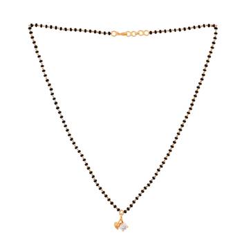 Black beads short mangalsutra with diamond pendant one gram gold 3