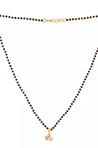 Black beads short mangalsutra with diamond pendant one gram gold