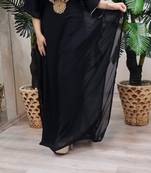 black Zari Stone Work Georgette Islamic Style Beads Embedded Partywear Kaftan Long Gown Evening wear Dubai kaftan