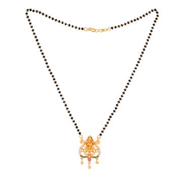 Black beads SHORT mangalsutra with Laxmi pendant one gram gold 3