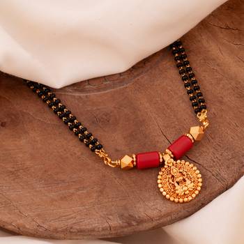 Black beads mangalsutra with vati medium length 24" one gram gold 1