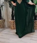 Green  Zari Stone Work Georgette Islamic Style Beads Embedded Partywear Kaftan Long Gown Evening wear Dubai kaftan