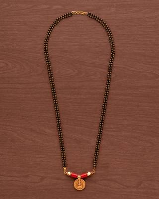 Black beads mangalsutra with vati medium length 24" one gram gold 2