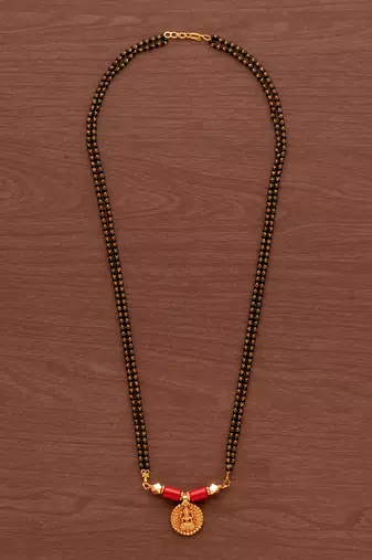 Black beads mangalsutra with vati medium length 24" one gram gold