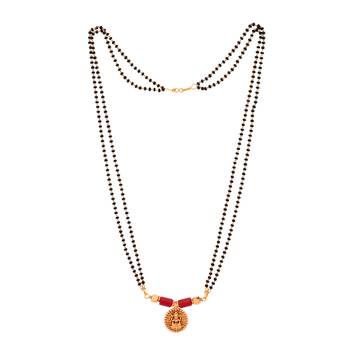 Black beads mangalsutra with vati medium length 24" one gram gold 3