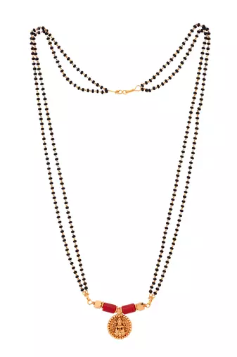 Black beads mangalsutra with vati medium length 24" one gram gold