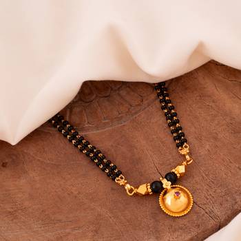 Black beads mangalsutra with vati medium length 24" one gram gold 1