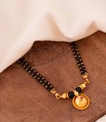 Black beads mangalsutra with vati medium length 24" one gram gold