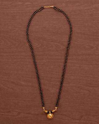Black beads mangalsutra with vati medium length 24" one gram gold 2