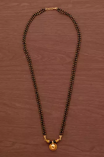 Black beads mangalsutra with vati medium length 24" one gram gold