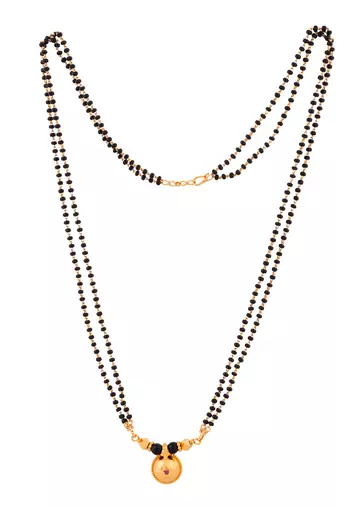 Black beads mangalsutra with vati medium length 24" one gram gold