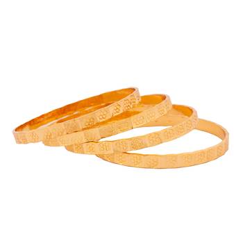 Golden bangles Patli set of four  flower design one gram gold 3