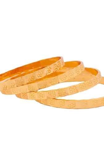 Golden bangles Patli set of four  flower design one gram gold