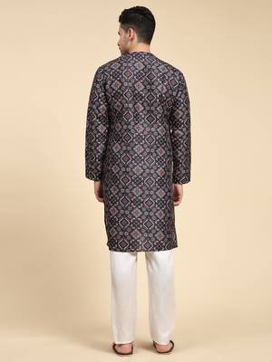 Multicolor digital print with sequins rayon stitched mens kurta 4