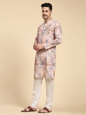 Multicolor digital print with sequins rayon stitched mens kurta 2